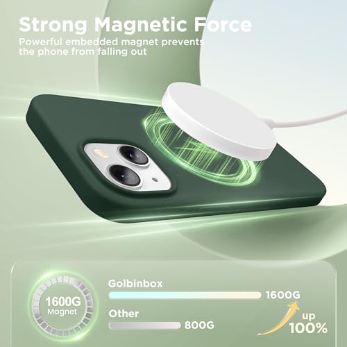 Image of GolbinBox Magnetic for iPhone 15 Case, Silicone Cover, Dark Green