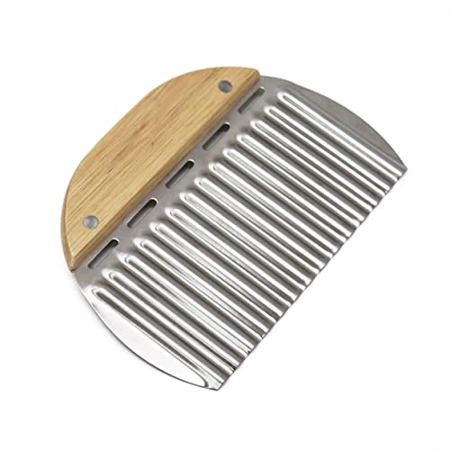 Cortador de papas de acero inoxidable con mango de madera miniatura 4