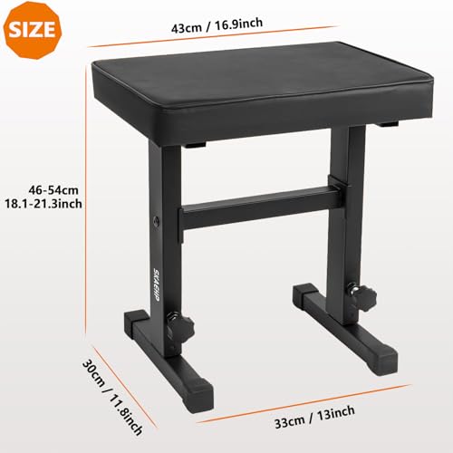 SKAEHP Piano Bench, Adjustable Music Keyboard Bench Stool Seat with Black Padded Cushion for Keyboard Piano, Professional Heavy Duty Piano Stool Chair with PU Leather for Musicians - Thumbnail 2