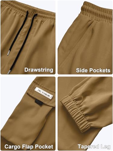 Image of JEMLDL Mens Cargo Joggers Pants Elastic Waist Drawstring with Flap Pockets Techwear Pants for Men