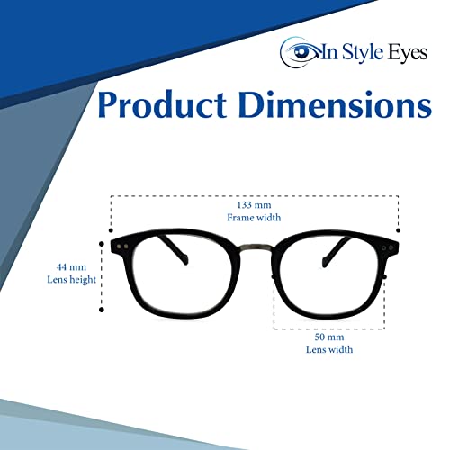 Image of In Style Eyes Modern Reading Glasses - Full-rimmed, Classic Oval Style, Lightweight Frame with Metal Spring Hinges - Grey - 2.5x