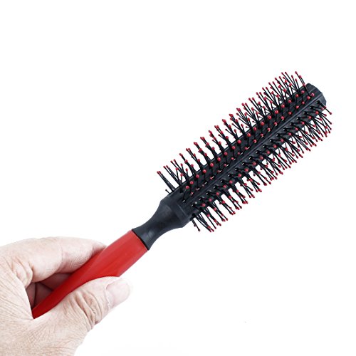 Uxcell Dark Red Black Curly Hair Styling Plastic Roll Stright Comb #TOP2