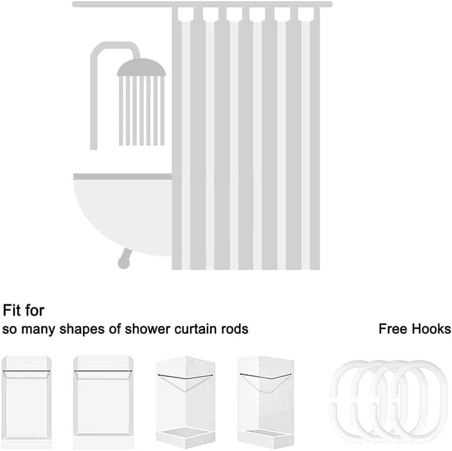 Miniatura 4 de Cortina de ducha de Navidad, muñeco de nieve rosa, rama de árbol, copo de nieve, vacaciones de invierno, paisajes naturales, cortina rústica gris