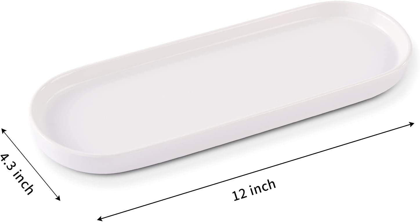 Ceramic Sink Tray, Bathroom Counter Tray, Bathtub, Cosmetics Dish, Candle, Perfume Shampoo Liquid Soap Simple Style Design Suit for Bathroom and Kitchen (White) - Image 5