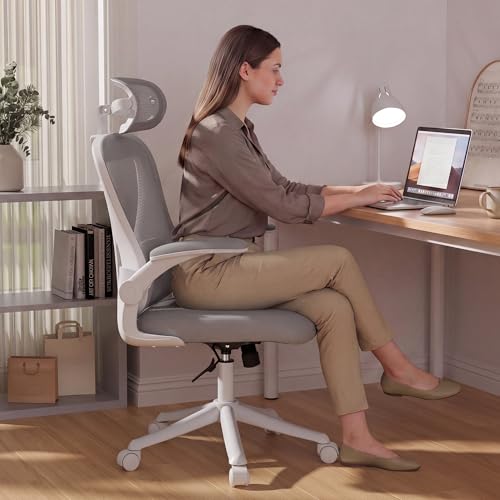 Image of Ollega Ergonomic Office Chair with Memory Foam Seat, Computer Desk Chair | 3.5 inch Memory Foam Cushion, 3D Adjustable Headrest, Lumbar Support, Flip-Up Armrests, Breathable Mesh, 330LBS Weight Capacity