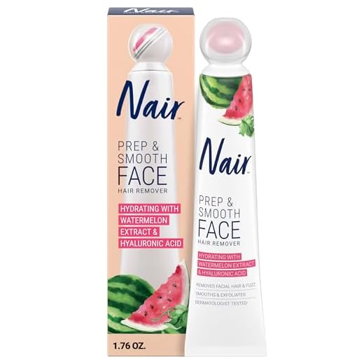 NAIR Prep & Smooth Face Exfoliating Depilatory Cream for Women - Effective Hair Removal for Smooth Skin with Hyaluronic Acid, 1.76 oz