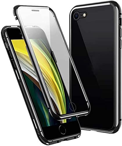 Étui magnétique iPhone SE 2020 coque verre trempé intégral bumper noir