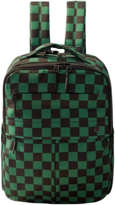 I&R The Iris Mini Backpack (#9013) Portable Lightweight and Durable Material - By Iris & Rainbow Black/Green Checkered