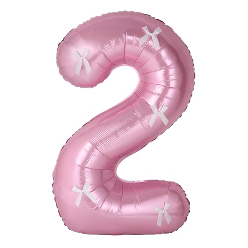 40 Inch Number Balloons with Bow Coquette Birthday Decorations Giant Number 1 Foil Balloon For Girl’s Bow Birthday Party, Anniversary, Wedding, Proposal, Graduation Decor
