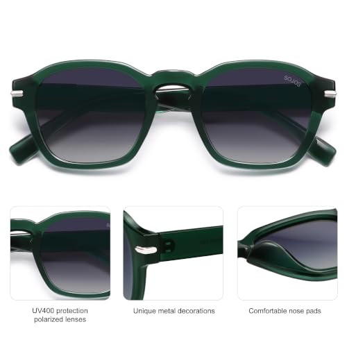 Image of SOJOS Retro Square Polarized Sunglasses Men Trendy Womens SJ2382 | Vintage UV400 90s Sun Glasses Outfit Driving