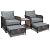 LEVELEVE Balcony Furniture 5 Piece Patio Conversation Set, PE Wicker Rattan Outdoor Lounge Chairs with Soft Cushions 2 Ottoman&Glass Table for Porch, Lawn-Brown Wicker