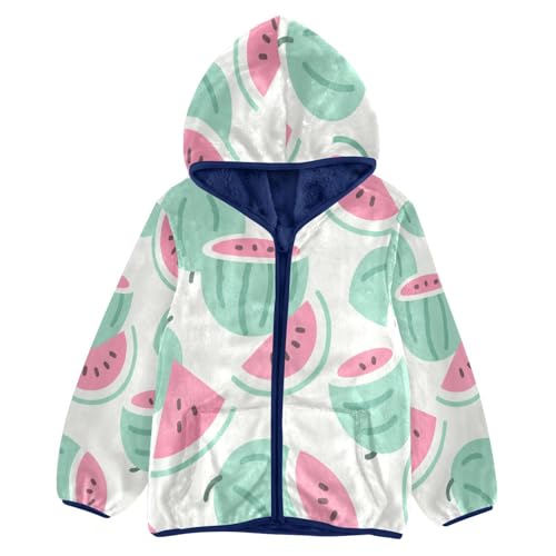 Watermelon Slices on White Background Toddler Fleece Jacket Girl Boys Hooded Fleece Jacket Coat