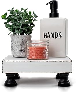 KIBAGA Decorative Wood Riser For Display - Beautiful Wooden Farmhouse Pedestal Stand Uniquely Displays Your Decorations - The Perfect Display Tray for Your Home and Kitchen Decor