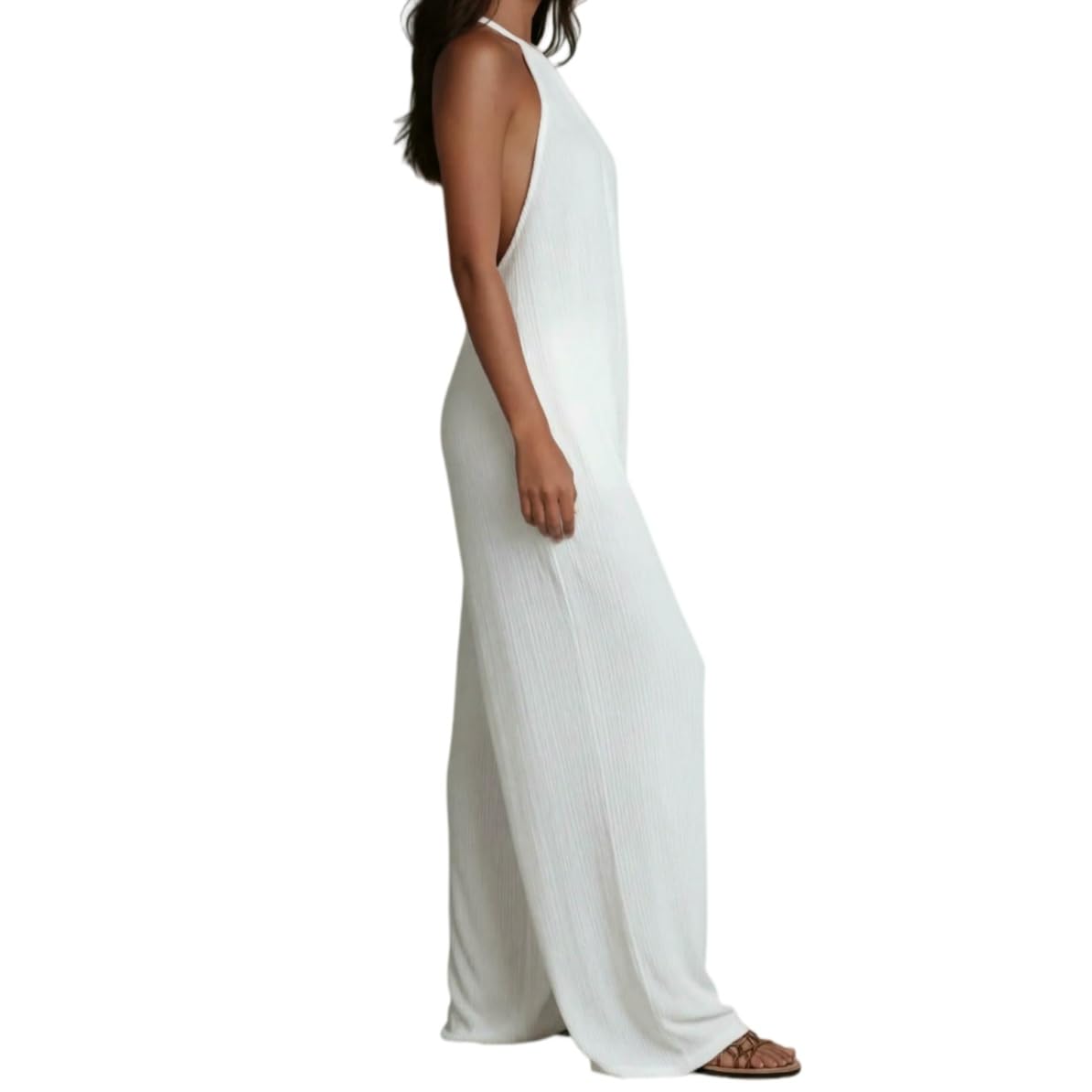 Salopette Donna Estiva,Tuta Intera Estiva Elegante E Casual Senza Schienale per Le Vacanze al Mare da Donna con Spalline E Pantaloni