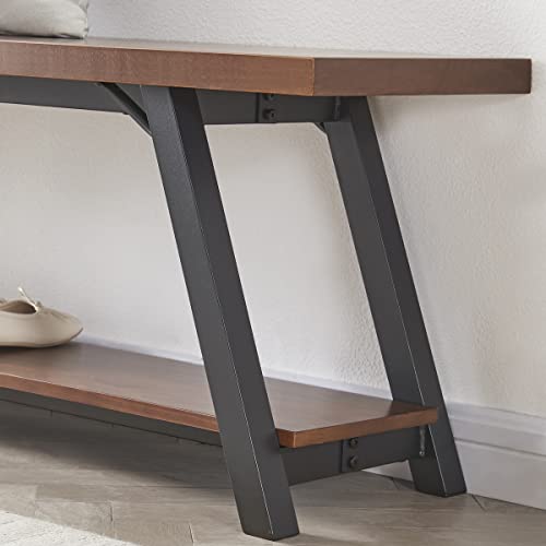 Ibf Natural Real Wood Entryway Bench, Solid Wood Storage Bench, Industrial Bedroom Bench In Entry Way Hallway Foyer Rack, Modern Shoe Bench Seat For Living Bed Room Indoor, Rustic Brown, 47 Inch #TOP4