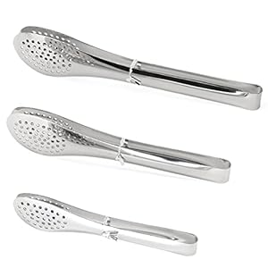Stainless Steel Kitchen Tongs Salad Tongs BBQ Tongs Heavy Duty Serving Food Tongs for Frying, Cooking, Clipping Toast Bread, Grilling, Buffet Serving, Pastry, Sandwich, Ice, Barbecue（3 Pack）