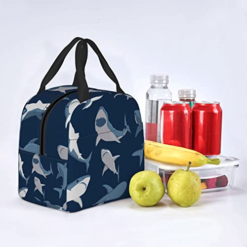 Reusable Lunch Tote Bag Shark Comic Wild Fish Insulated Lunch Bag Durable Cooler Lunch Box #TOP4