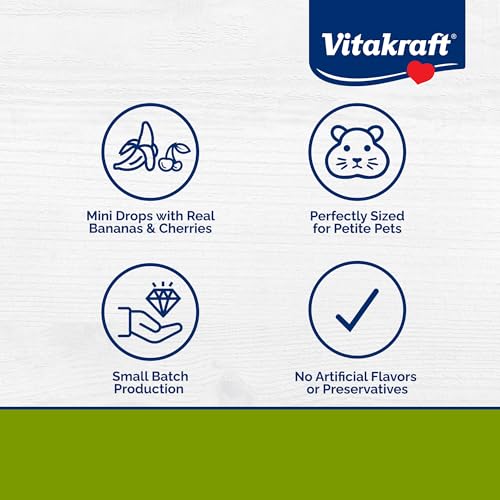 Vitakraft Mini Drops Cherry Banana Treats for Hamsters Rats Mice and Small Pets - Wholesome Small Animal Snacks with Real Fruit Flavor and Nutrient-Rich Goodness - 2.5 Ounce Pack - Image 4