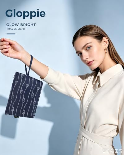 Image of Gloppie Small Makeup Bag for Purse Wristlet Cosmetic Pouch for Women Navy