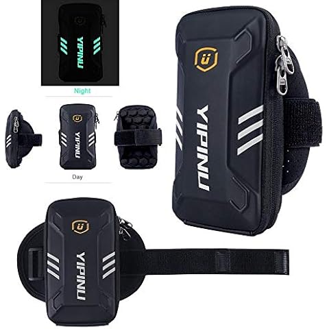 DFV mobile - Waterproof Reflective Armband Case with 2 Compartments Sport Running Walking Cycling Gym for Motorola RAZR D1 - Black Cover