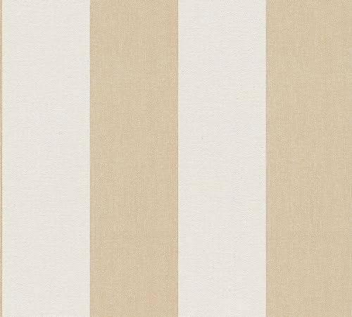 A.S. Création Non-Woven Wallpaper with Stripes in Orange Cream White, High-Quality Striped Wallpaper 397942-10.05 m x 0.53 m - Image 3