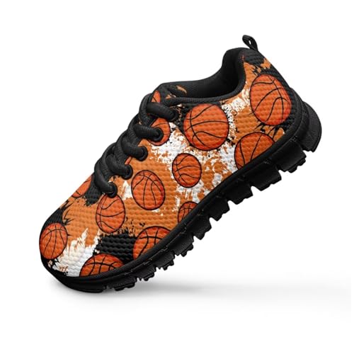 Kids Sneakers Lightweight Non Slip Sports Running Tennis Shoes Breathable School Casual Athletic Walking Shoes for Boys Girls Black Sole