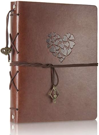 ThxMadam Leather Scrapbook Photo Album Vintage Wedding Guest Book DIY Memory Book with 60 Black Pages Present for Christmas Valentines Anniversary Mother’s Day Birthday Gift for Mum Dad Friend