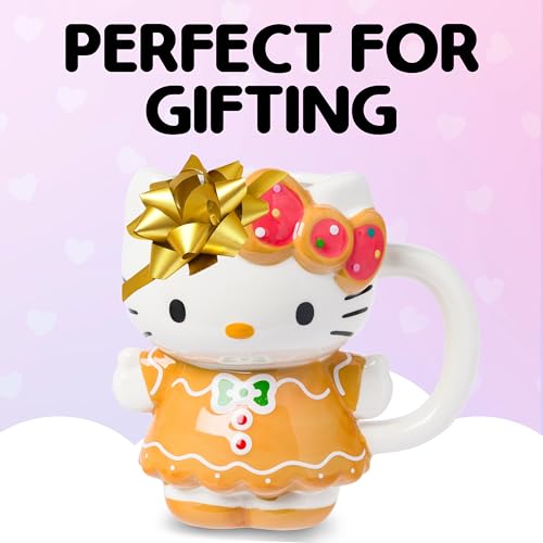 Image of Silver Buffalo Sanrio Hello Kitty Gingerbread Dress, 3D Sculpted Mug, 20oz | Ceramic, 0.59 Liters