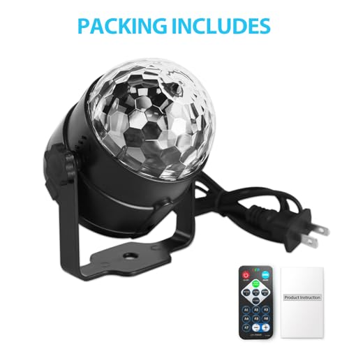 Image of NEQUARE Disco Ball DJ Party Lights Sound Activated with Remote Control Strobe Lamp 7 Modes Stage Light for Home Room Dance Parties Karaoke Halloween Christmas Birthday Decorations -1 Pack