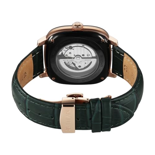 Image of Titan Vintage Concealed Automatic Analog with Green Dial Green Leather Strap Watch for Men - 90225KL01