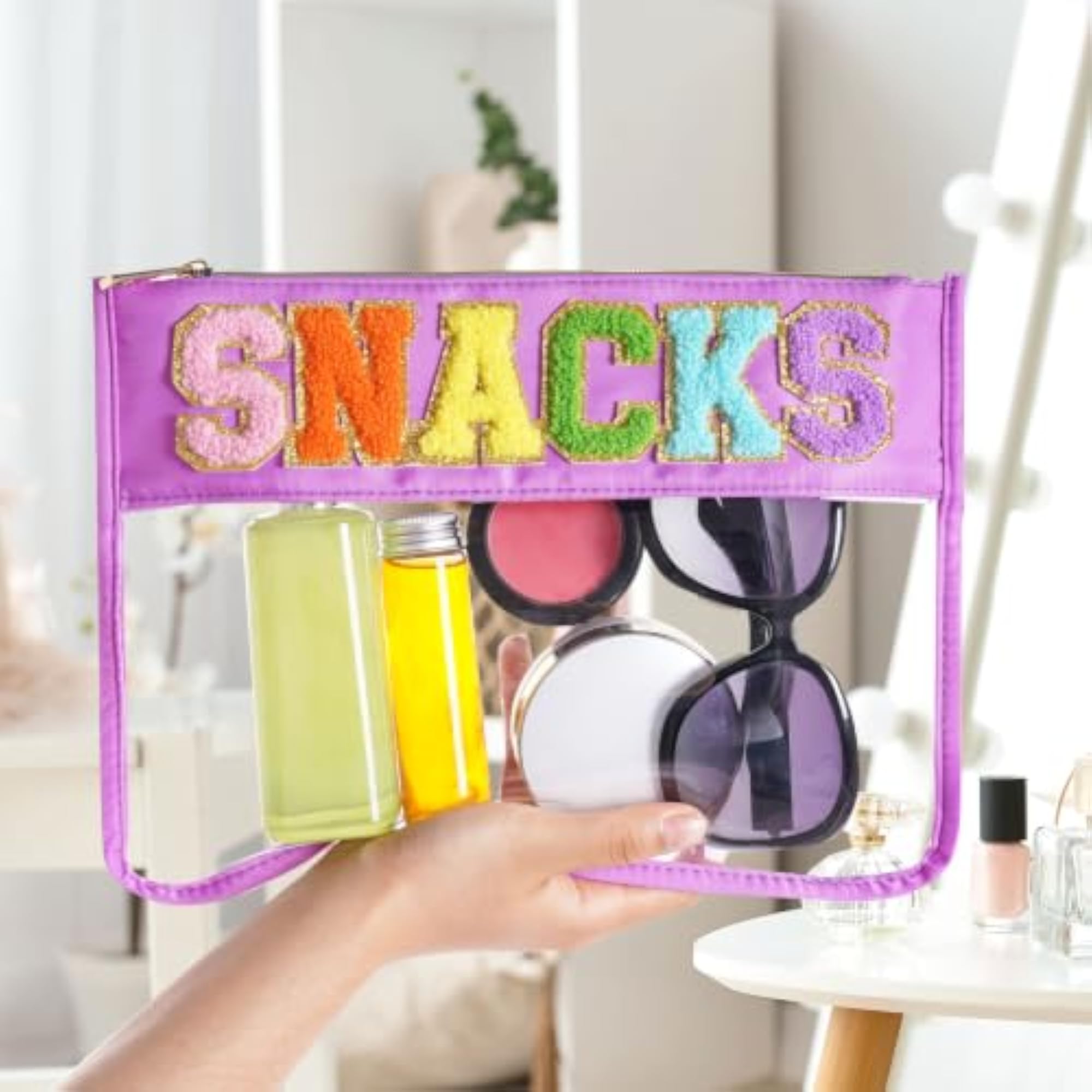 Chenille Letter Bag Clear Makeup Pouch, Multi-purpose