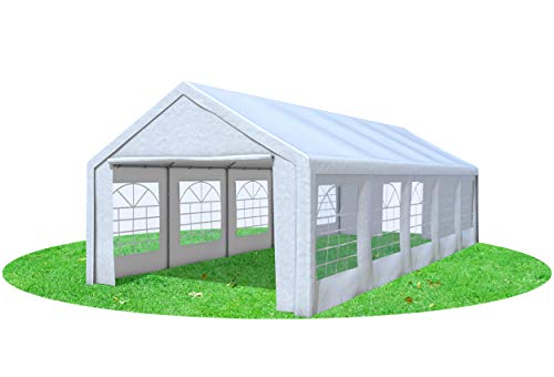 Stabilezelte Partyzelt 4x10 Classic Premium PVC 400 g/m² wasserdicht inkl. Seiten Festzelt Gartenzelt Weiß