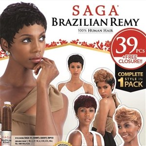Saga Brazilian Remy Human Hair Weave 39 PCS (1B - Off Blk)