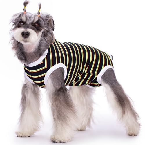 Image of Dog Surgical Recovery Suit, Spay Recovery Suit for Dogs Cats, Post Surgery Dog Onesie for Male Female, Soft Comfortable & Breathable (Black Stripe-XS)