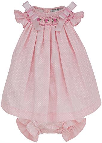 Marakitas Baby & Toddler Girl Smocked Dress – Angel Sleeve Cotton – Handmade Embroidery (Pink, 3 Months)