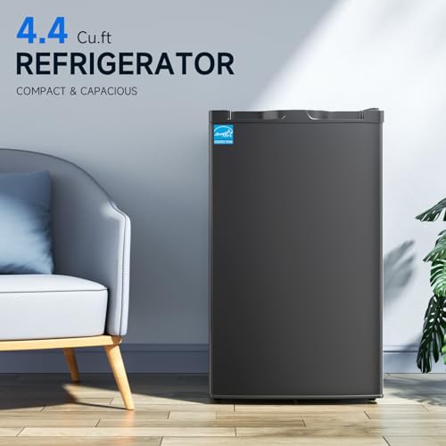 Mini Fridge with Freezer 4.4 Cu.Ft, Single Door Small Refrigerator 5 Settings Adjustable Thermostat, Energy-efficient,Single Door, Low Noise,Compact Refrigerator for Dorm, Office, Bedroom - Image 3