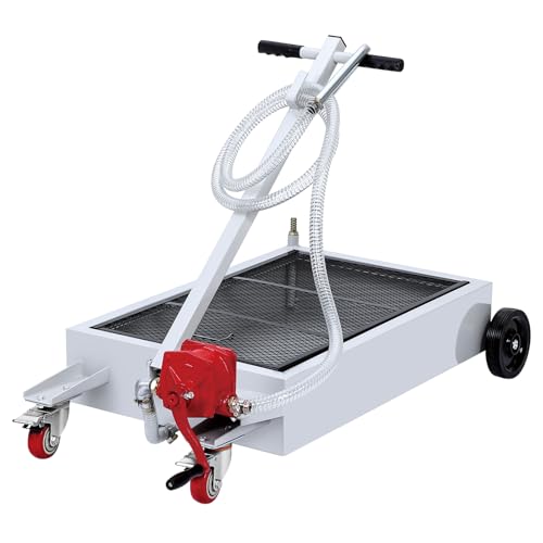 Hoguyexila Low Profile Oil Drain Pan, 15 Gallon Rolling Oil Drain Cart with 110V Pump, 8 ft Hose & T Folding Handle, Oil Drain Pan for Cars, Trucks, Buses, RVs