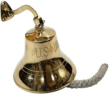 Solid Brass Traditional Ship Bell Wall Mounted Us Navy 6 Indoor/Outdoor Home Bars Rustic Vintage Home Decor Gifts