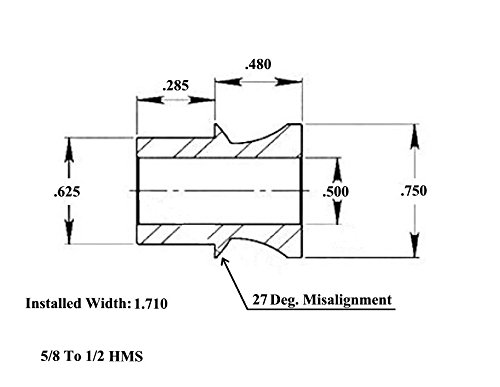 QSC 5/8 X 5/8-18 Economy 4-Link Rod End Kit with 5/8-1/2 High Misalignment Spacers & Bungs .120 Wall, Rod End, Heim Joint