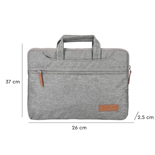 Image of Bonkaso 14.1 Inch Laptop Sleeve Cum Messenger Bag for MacBook & Laptops | Premium Polyester Melange | Water-Resistant Padded Case with Handle & Sling Strap | Lightweight Office Travel Bag - Grey
