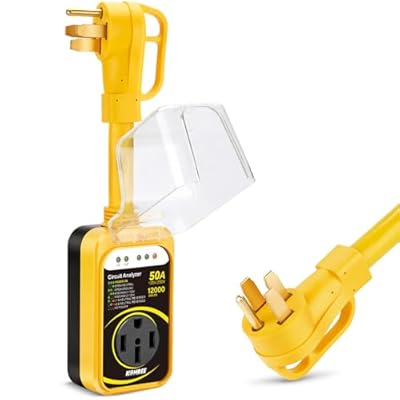 Kohree RV Surge Protector 50 Amp 12000J with Waterproof Cover, Weather Resistant Surge Protector for RV Camper, All-in-1 RV Circuit Analyzer w/LED Indicators