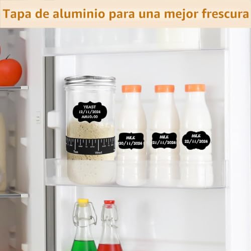 Miniatura 5 de Donql Kit De Iniciación De Masa Madre, 730ml Tarro De Masa Madre De Vidrio, Sourdough Starter Jar Kit, Kit De Tarro De Inicio De Masa Madre Con Termómetro, Espátula De Silicona, Medir La Cuchara