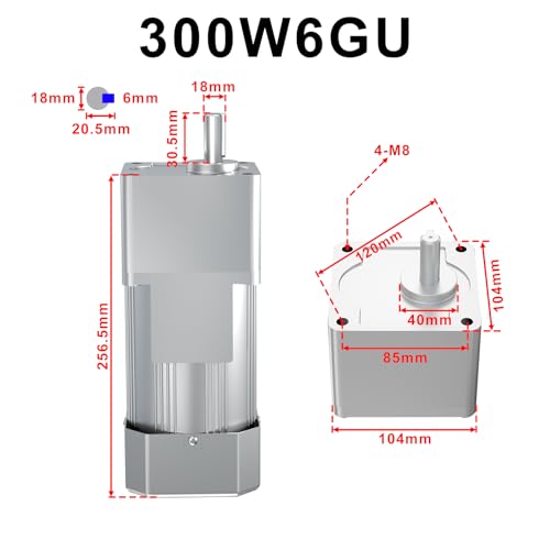 Bemonoc AC Variable Speed Motor 110V, Electric Motor High Torque 300W 135RPM with Gear Box, Reversible Gear Motor Output Shaft Dia 18mm with Speed Controller for Agriculture