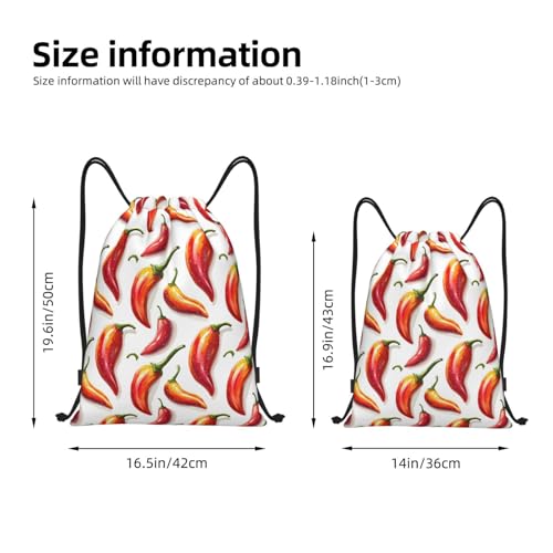 Drawstring Backpack - Red Chili Pepper Print Sports Gym Sackpack String Bag For Women Men, Lightweight Draw String Back Bag For Workout Travel2