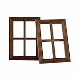 Relaxdays Marcos Decorativos para Ventanas, Set de 2, Estilo rústico Vintage, 40×28 cm, Madera marrón