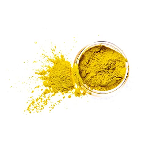Flashing Yellow Natural Mineral Mica Powder, 0.88oz (25g) | for Personal or Professional Use - Cosmetics, Epoxy Resin Projects, Nail Polish, Soaps, Bath Bombs, and Art Projects