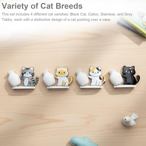 Imanes Decorativos Set 4 Piezas Gatos Pushing Vase miniatura 2
