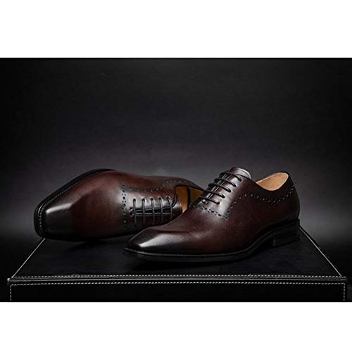 Hand-Made Oxford for Men Shoes Lace Up CarvingGenuine Leather Pointed Toe Retro Color Block Heel Casual Business3