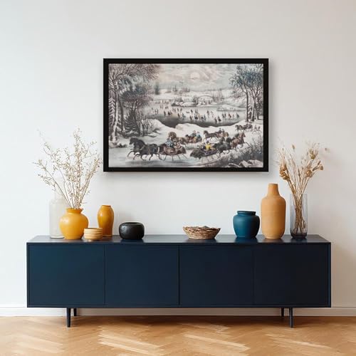Peinture sur toile Central Park Winter encadrée 50x76 cm