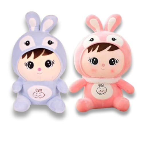 Image of Baby Boy Child Rabbit Doll Soft Toy Combo Gift Toys Pillow for Kids, Girls and Adults Cute Stuffed Animal Plush Yellow and Red Bunny Plushie (25cm) Pack of 2